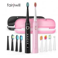 FairyWill FW-507 Sonic fogkefe fejjel Deluxe készlet - fekete és rózsaszín